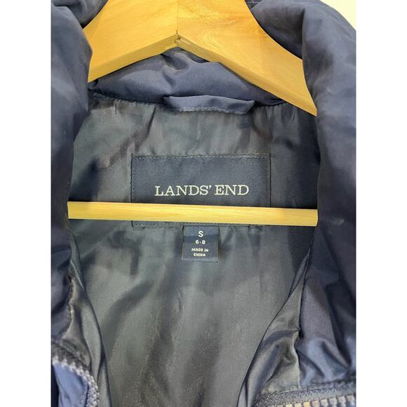 LANDS' END  S 6 8 Down Filled Puffer Vest Full Zip Quilted Insulated Navy Blue - Picture 3 of 6